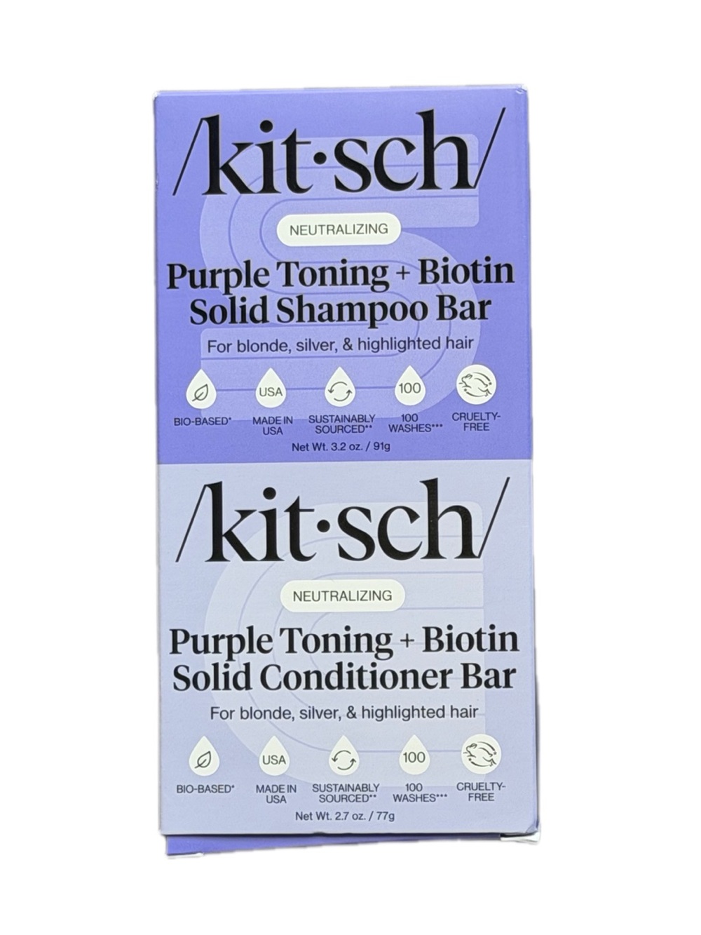 Kitsch Purple Toning Biotin Solid Bar Set Shampoo & Conditioner